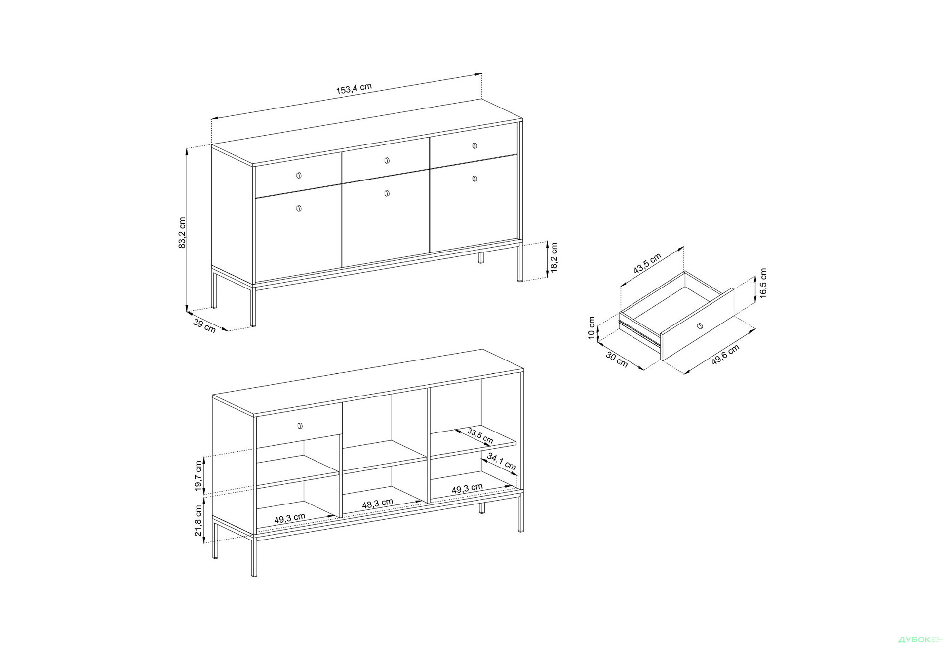Комод Perfect Home Моно / Mono 3-дверний з 3 шухлядами 154 см, беж пісочний, золоті ніжки - Зображення 5 Зображення 5 - Комод Perfect Home Моно / Mono 3-дверний з 3 шухлядами 154 см, беж пісочний, золоті ніжки