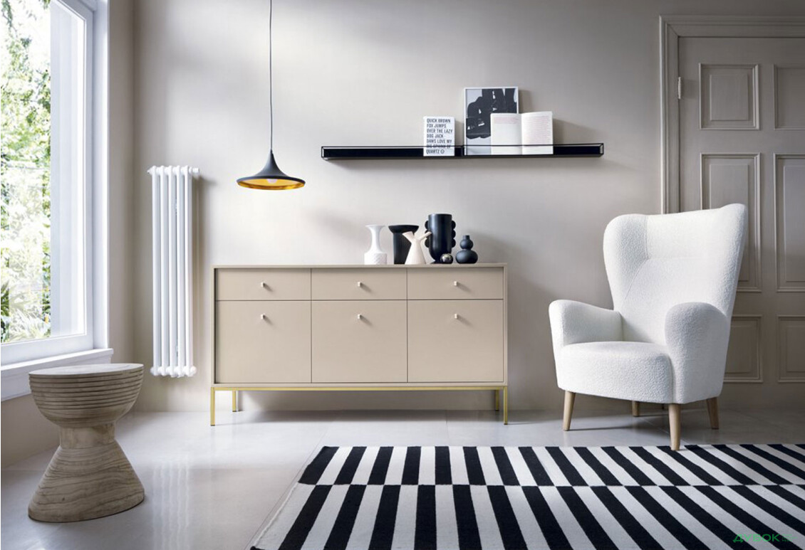 Комод Perfect Home Моно / Mono 3-дверний з 3 шухлядами 154 см, беж пісочний, золоті ніжки - Зображення 2 Зображення 2 - Комод Perfect Home Моно / Mono 3-дверний з 3 шухлядами 154 см, беж пісочний, золоті ніжки