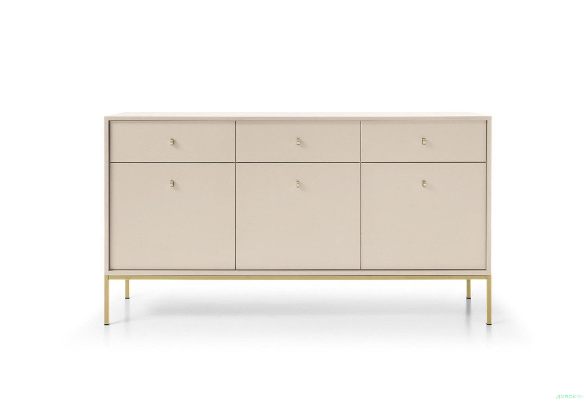Комод Perfect Home Моно / Mono 3-дверний з 3 шухлядами 154 см, беж пісочний, золоті ніжки - Зображення 3 Зображення 3 - Комод Perfect Home Моно / Mono 3-дверний з 3 шухлядами 154 см, беж пісочний, золоті ніжки