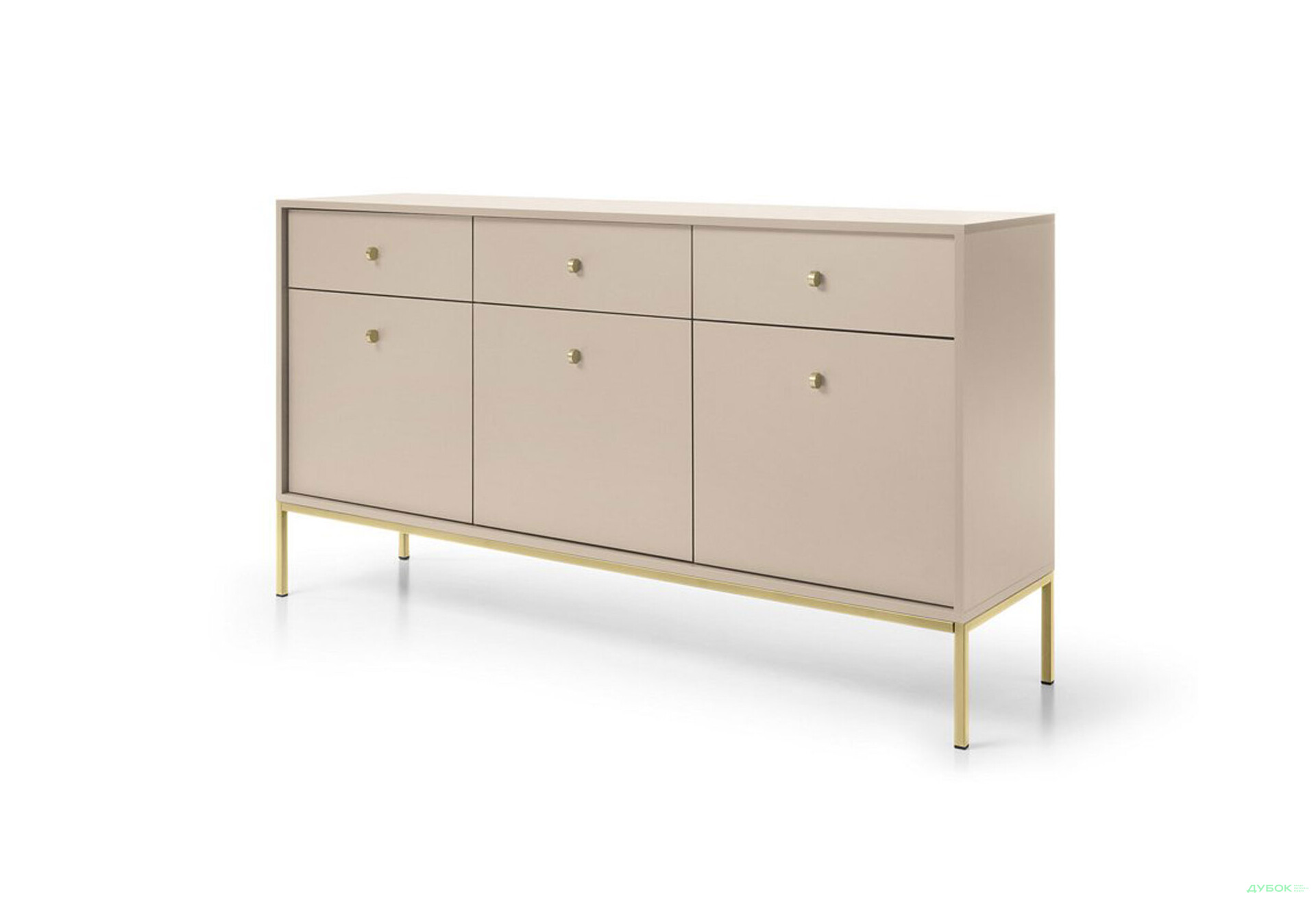 Комод Perfect Home Моно / Mono 3-дверний з 3 шухлядами 154 см, беж пісочний, золоті ніжки - Зображення 1 Зображення 1 - Комод Perfect Home Моно / Mono 3-дверний з 3 шухлядами 154 см, беж пісочний, золоті ніжки