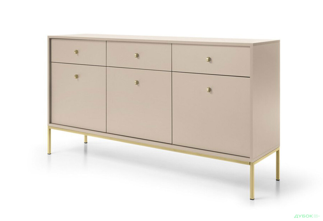 Комод Perfect Home Моно / Mono 3-дверний з 3 шухлядами 154 см, беж пісочний, золоті ніжки - Зображення 1 Зображення 1 - Комод Perfect Home Моно / Mono 3-дверний з 3 шухлядами 154 см, беж пісочний, золоті ніжки