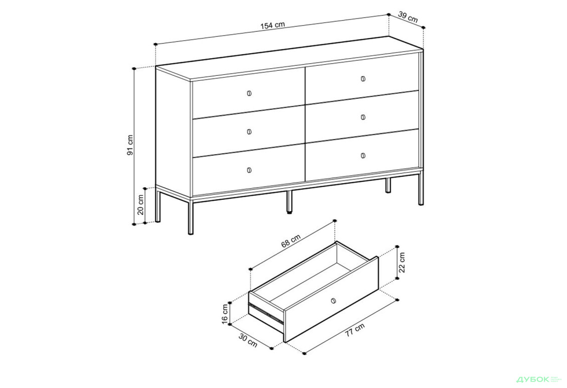 Изображение 3 - Комод Perfect Home Моно / Mono с 6 ящиками 154 см, беж песочный, золотые ножки