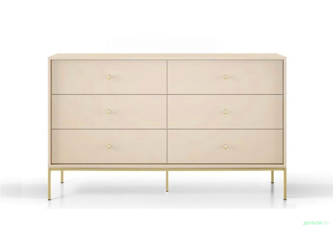 Комод Perfect Home Моно / Mono с 6 ящиками 154 см, беж песочный, золотые ножки - Изображение 1 Изображение 1 - Комод Perfect Home Моно / Mono с 6 ящиками 154 см, беж песочный, золотые ножки