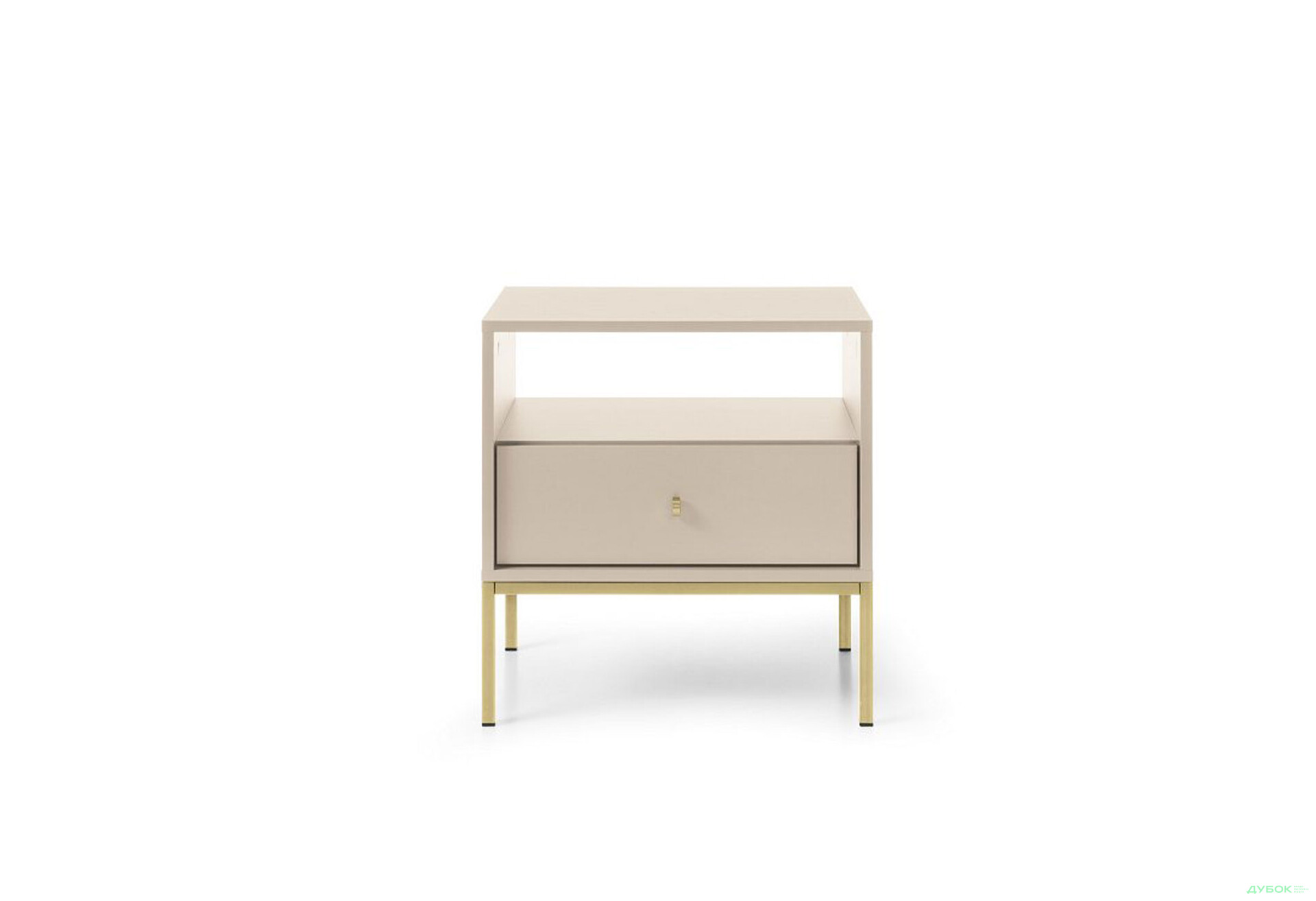 Приліжкова тумба Perfect Home Моно / Mono з шухлядою та полицею 54 см, беж пісочний, золоті ніжки - Зображення 2 Зображення 2 - Приліжкова тумба Perfect Home Моно / Mono з шухлядою та полицею 54 см, беж пісочний, золоті ніжки