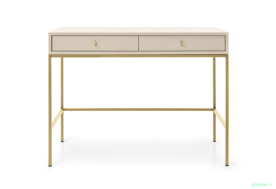 Стіл туалетний Perfect Home Моно / Mono з 2 шухлядами 104 см, беж пісочний, золоті ніжки - Зображення 2 Зображення 2 - Стіл туалетний Perfect Home Моно / Mono з 2 шухлядами 104 см, беж пісочний, золоті ніжки
