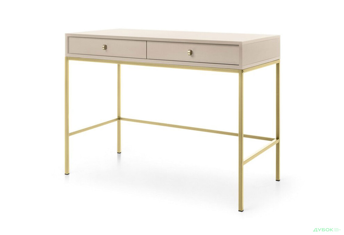 Стіл туалетний Perfect Home Моно / Mono з 2 шухлядами 104 см, беж пісочний, золоті ніжки - Зображення 1 Зображення 1 - Стіл туалетний Perfect Home Моно / Mono з 2 шухлядами 104 см, беж пісочний, золоті ніжки