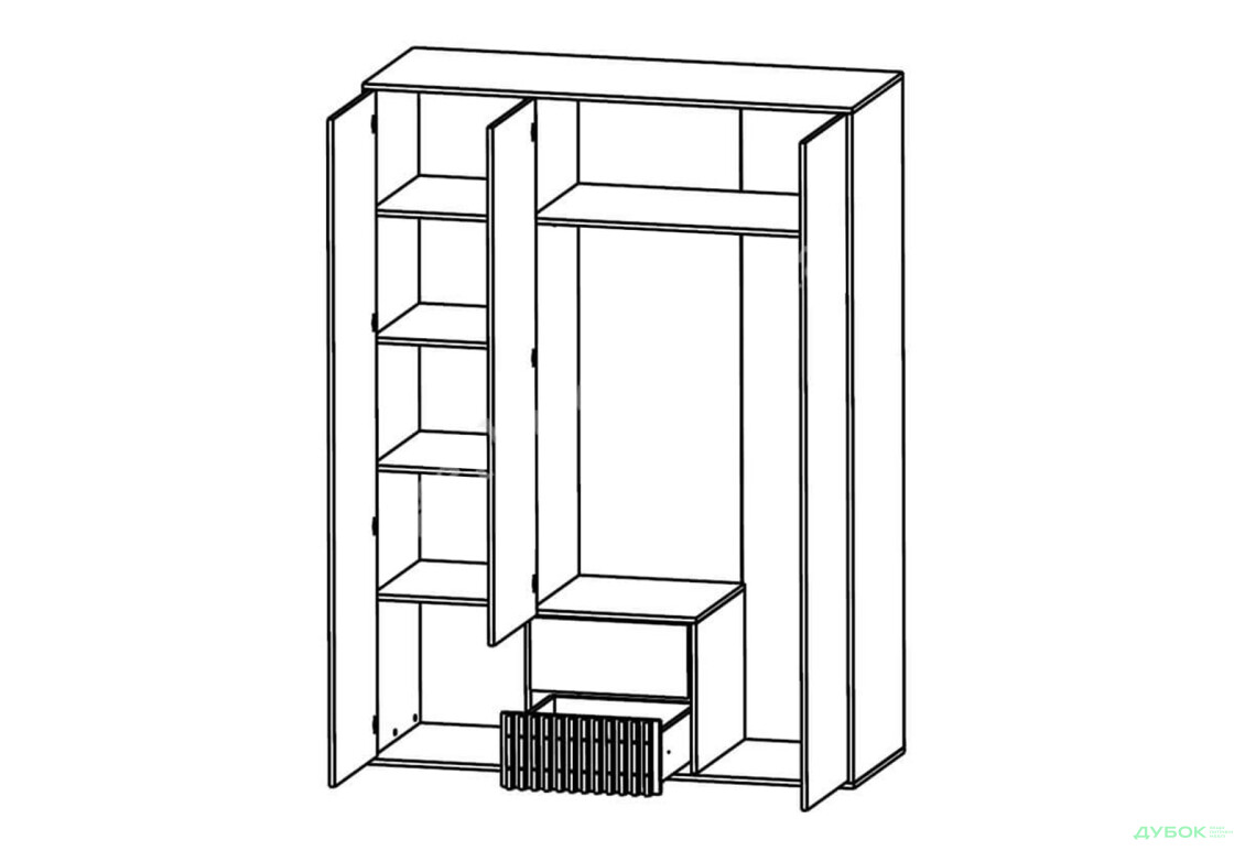 Шафа Гербор Брус SZF3D2S 149 см, дуб сонома - Зображення 4 Зображення 4 - Шафа Гербор Брус SZF3D2S 149 см, дуб сонома