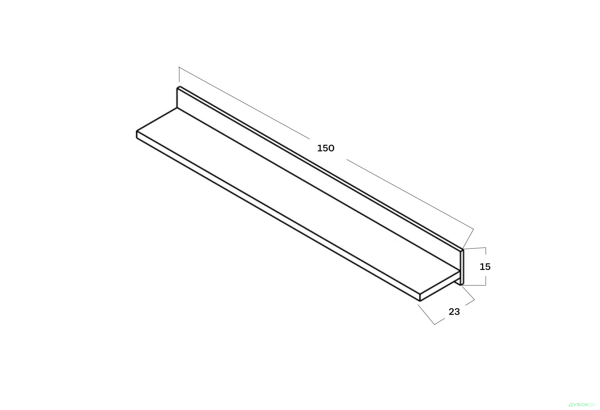 Полиця навісна Гербор Чос 150 см, дуб тахо / чорний - Зображення 3 Зображення 3 - Полиця навісна Гербор Чос 150 см, дуб тахо / чорний