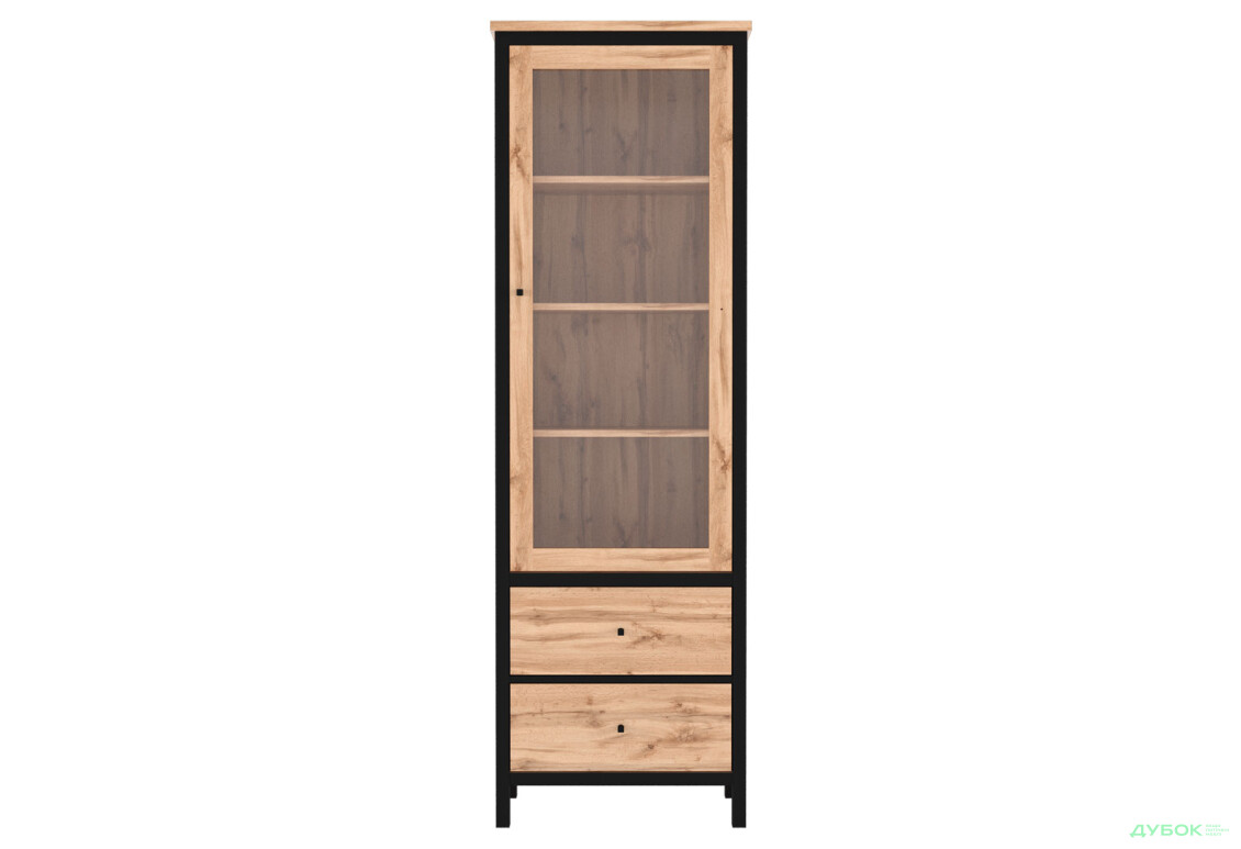 Вітрина Гербор Чос 62 см, дуб тахо / чорний - Зображення 1 Зображення 1 - Вітрина Гербор Чос 62 см, дуб тахо / чорний