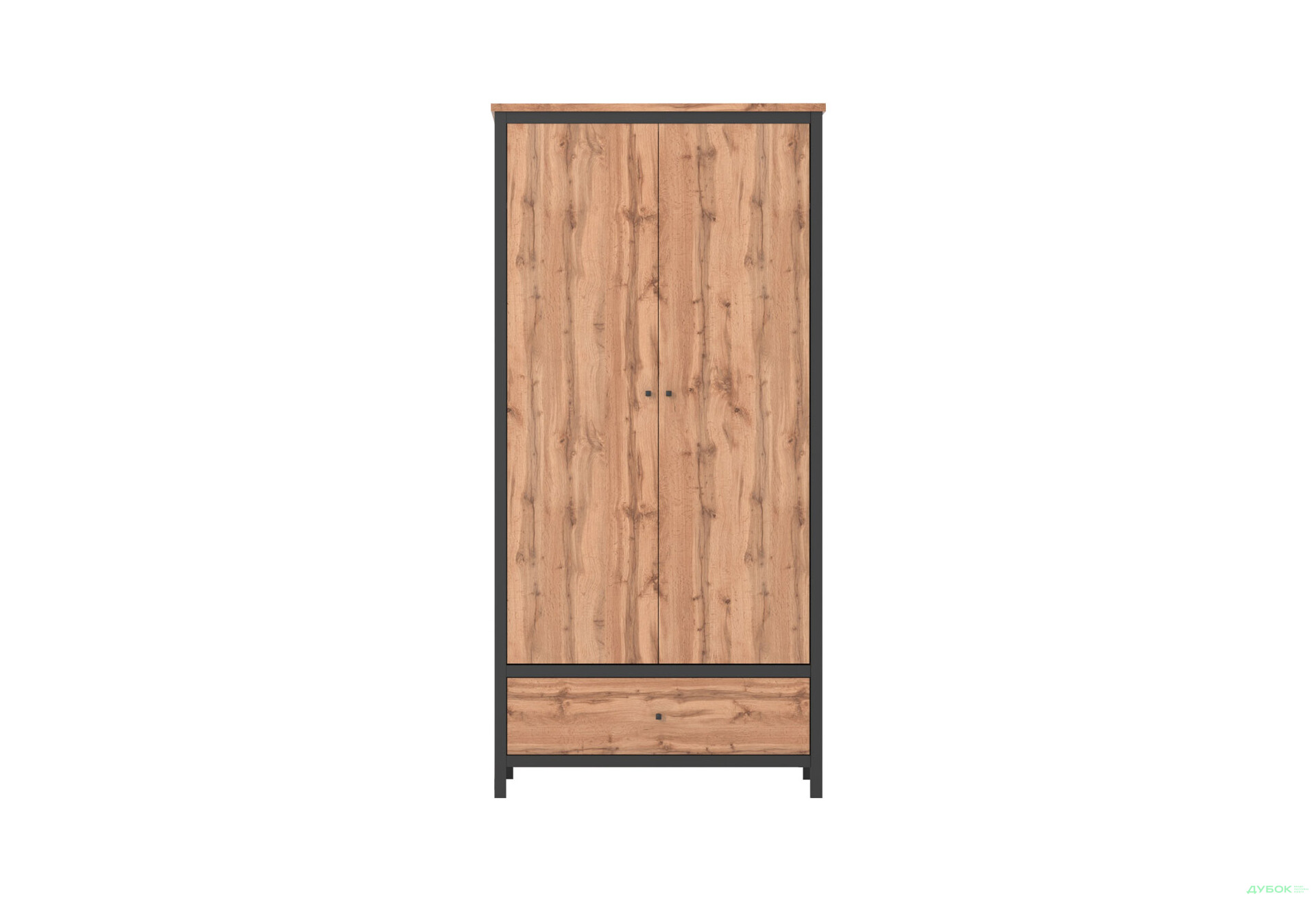 Шафа Гербор Чос 2-дверна з шухлядою 92 см, дуб тахо / чорний - Зображення 1 Зображення 1 - Шафа Гербор Чос 2-дверна з шухлядою 92 см, дуб тахо / чорний