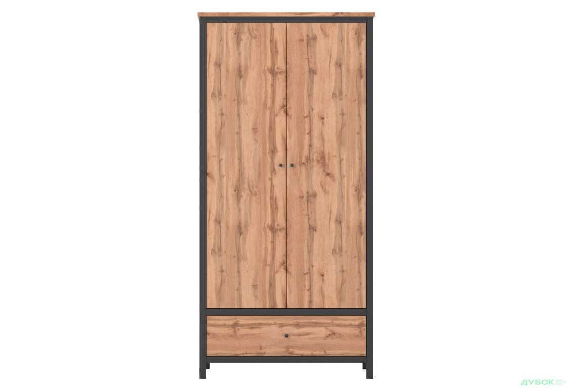 Шафа Гербор Чос 2-дверна з шухлядою 92 см, дуб тахо / чорний - Зображення 1 Зображення 1 - Шафа Гербор Чос 2-дверна з шухлядою 92 см, дуб тахо / чорний