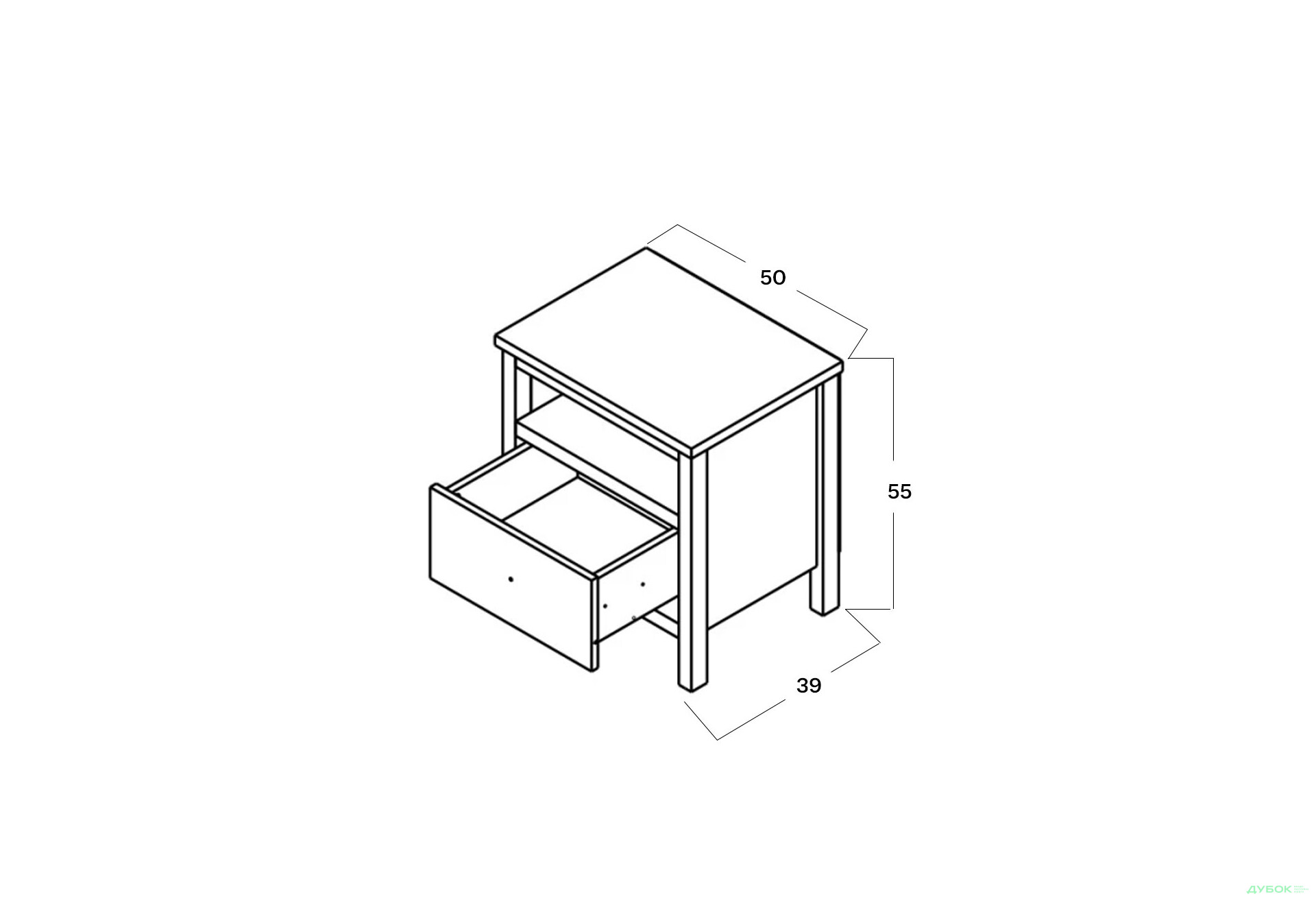 Тумба приліжкова Гербор Чос з шухлядою 50 см, дуб тахо / чорний - Зображення 3 Зображення 3 - Тумба приліжкова Гербор Чос з шухлядою 50 см, дуб тахо / чорний