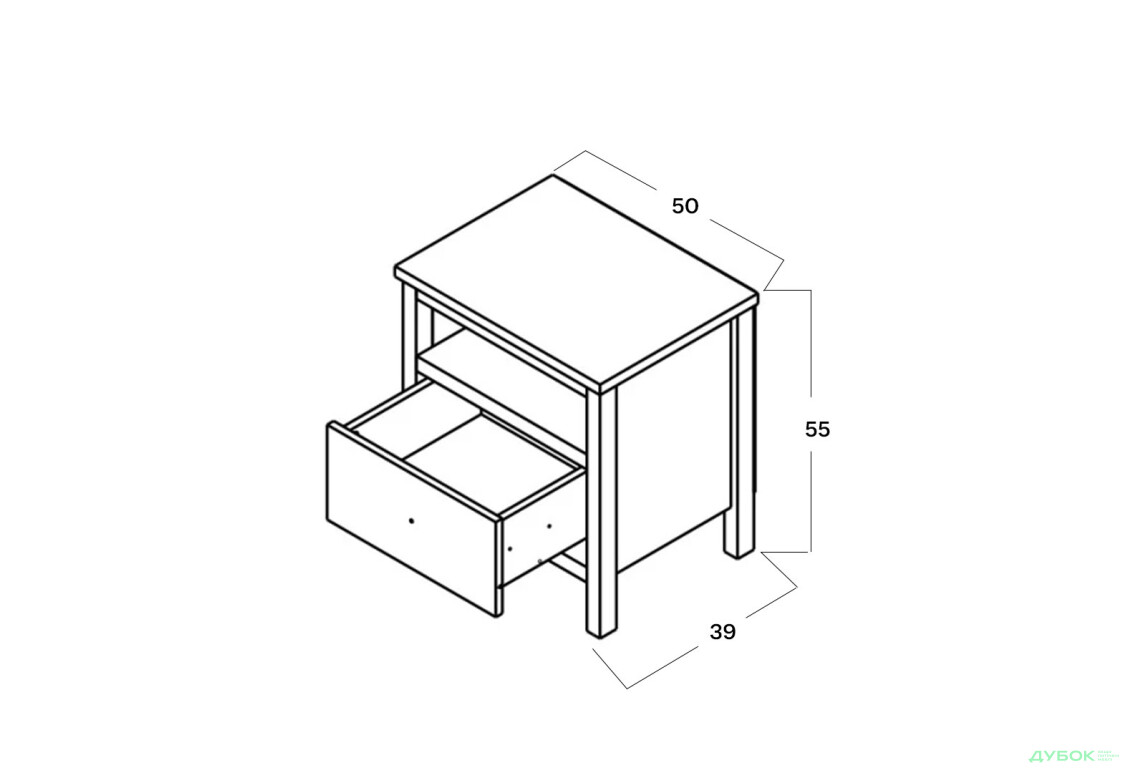 Тумба приліжкова Гербор Чос з шухлядою 50 см, дуб тахо / чорний - Зображення 3 Зображення 3 - Тумба приліжкова Гербор Чос з шухлядою 50 см, дуб тахо / чорний