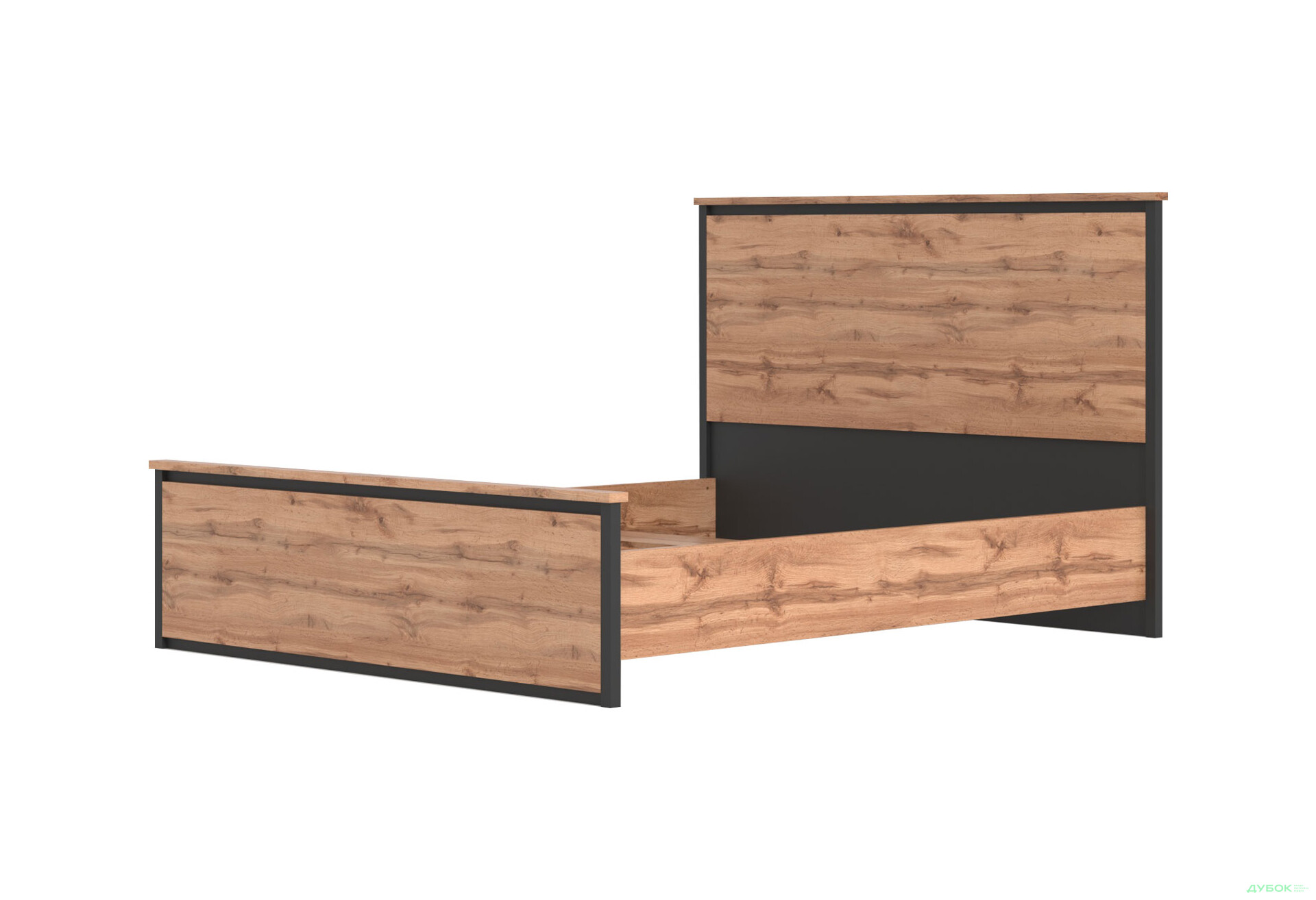 Ліжко Гербор Чос (без вкладу) 160х200 см, дуб тахо / чорний - Зображення 3 Зображення 3 - Ліжко Гербор Чос (без вкладу) 160х200 см, дуб тахо / чорний