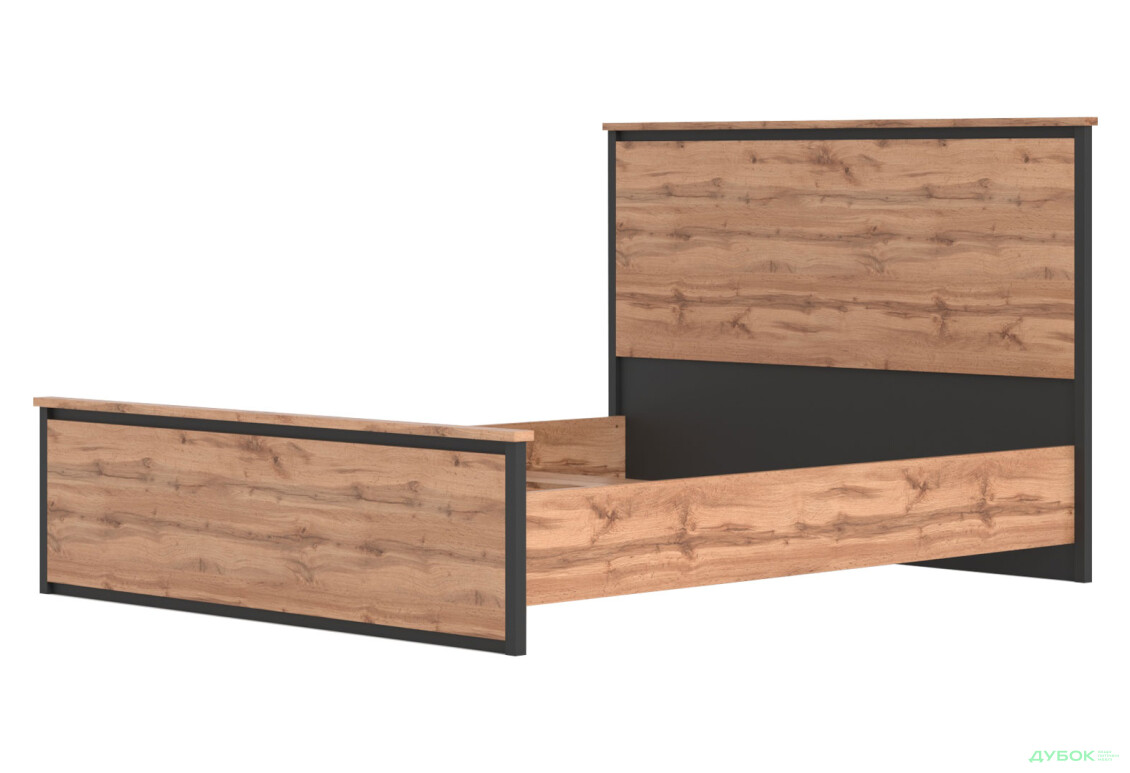 Ліжко Гербор Чос (без вкладу) 160х200 см, дуб тахо / чорний - Зображення 3 Зображення 3 - Ліжко Гербор Чос (без вкладу) 160х200 см, дуб тахо / чорний