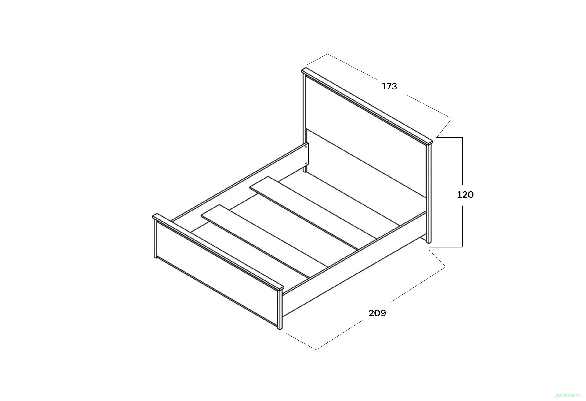 Ліжко Гербор Чос (без вкладу) 160х200 см, дуб тахо / чорний - Зображення 4 Зображення 4 - Ліжко Гербор Чос (без вкладу) 160х200 см, дуб тахо / чорний