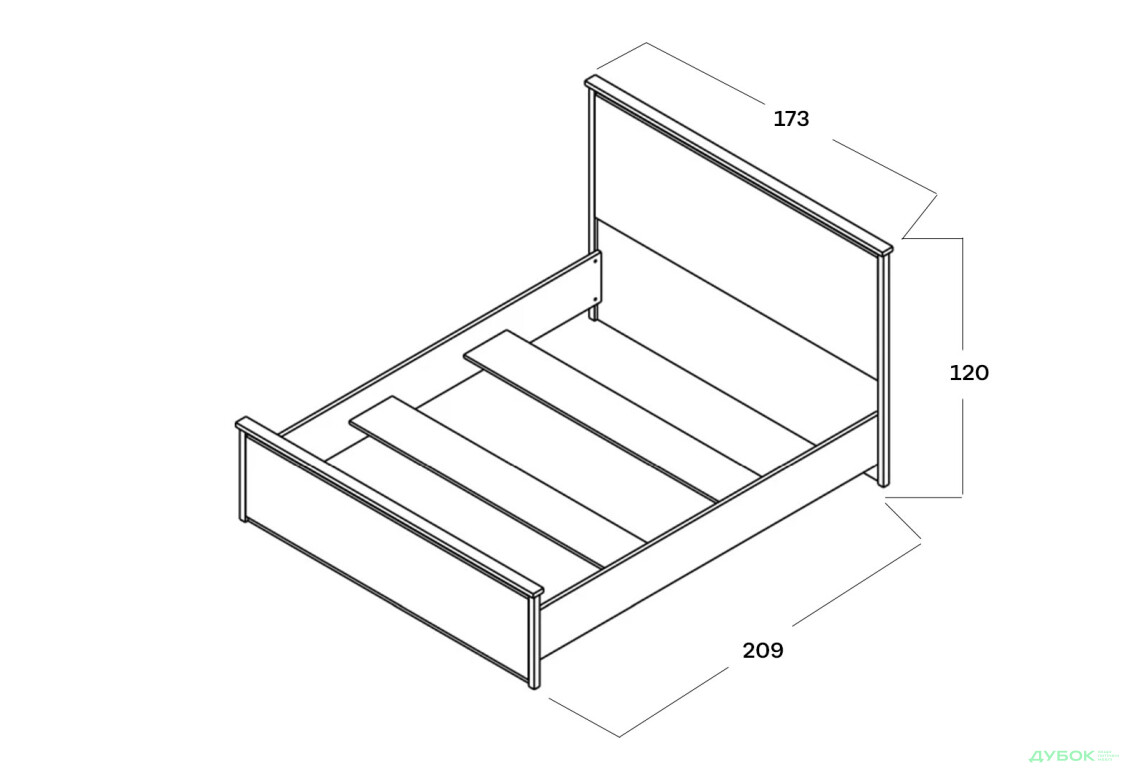 Ліжко Гербор Чос (без вкладу) 160х200 см, дуб тахо / чорний - Зображення 4 Зображення 4 - Ліжко Гербор Чос (без вкладу) 160х200 см, дуб тахо / чорний