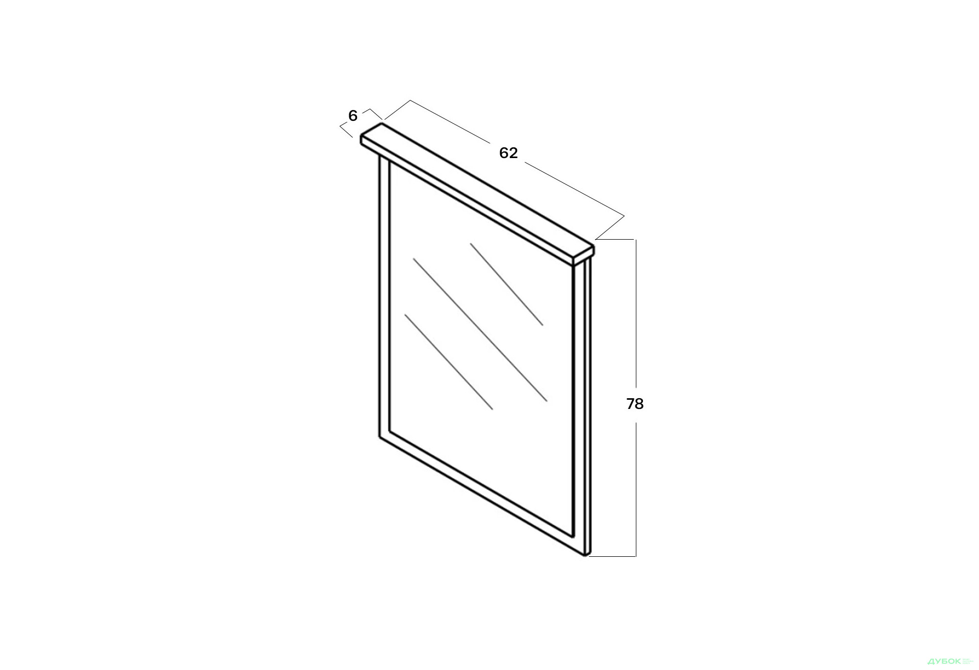 Дзеркало Гербор Чос 62 см, дуб тахо / чорний - Зображення 4 Зображення 4 - Дзеркало Гербор Чос 62 см, дуб тахо / чорний