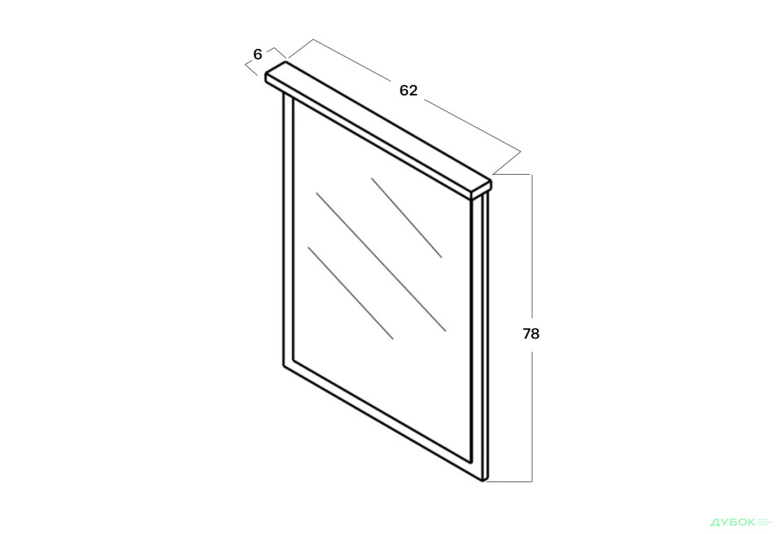 Дзеркало Гербор Чос 62 см, дуб тахо / чорний - Зображення 4 Зображення 4 - Дзеркало Гербор Чос 62 см, дуб тахо / чорний