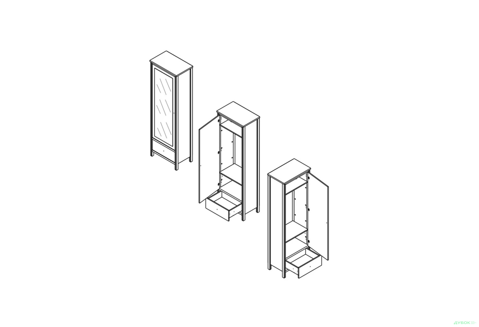 Шафа Гербор Чос 1-дверна з шухлядою та дзеркалом 62 см, дуб тахо / чорний - Зображення 5 Зображення 5 - Шафа Гербор Чос 1-дверна з шухлядою та дзеркалом 62 см, дуб тахо / чорний