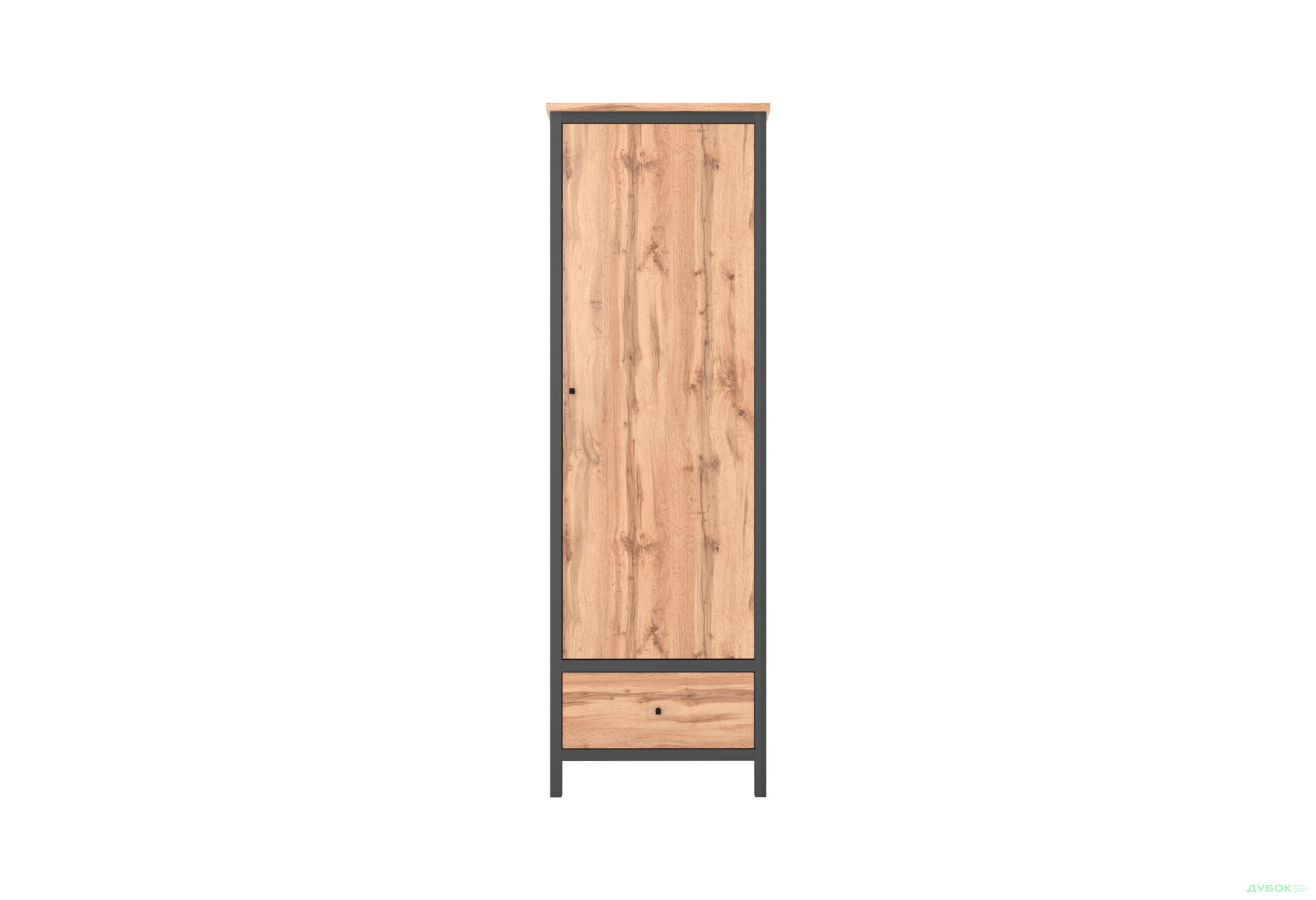 Шафа-пенал Гербор Чос закритий з шухлядою 62 см, дуб тахо / чорний - Зображення 1 Зображення 1 - Шафа-пенал Гербор Чос закритий з шухлядою 62 см, дуб тахо / чорний
