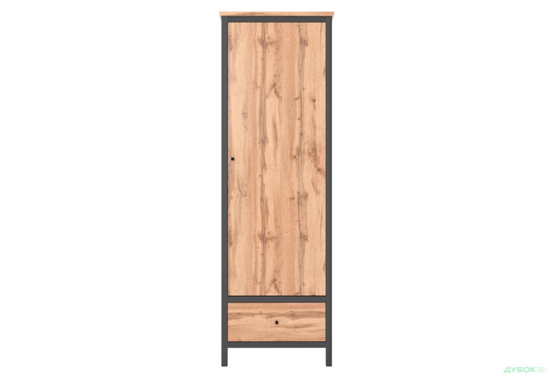 Шафа-пенал Гербор Чос закритий з шухлядою 62 см, дуб тахо / чорний - Зображення 1 Зображення 1 - Шафа-пенал Гербор Чос закритий з шухлядою 62 см, дуб тахо / чорний