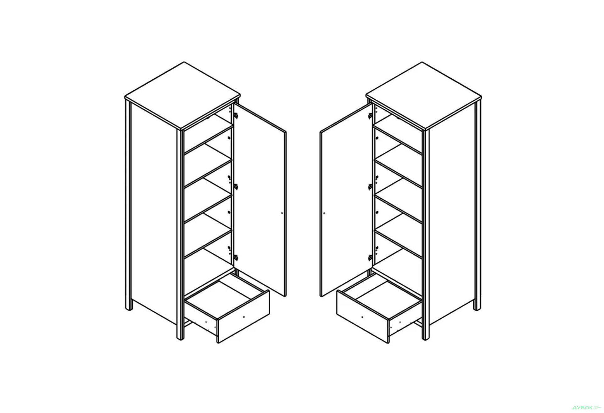 Шафа-пенал Гербор Чос закритий з шухлядою 62 см, дуб тахо / чорний - Зображення 2 Зображення 2 - Шафа-пенал Гербор Чос закритий з шухлядою 62 см, дуб тахо / чорний