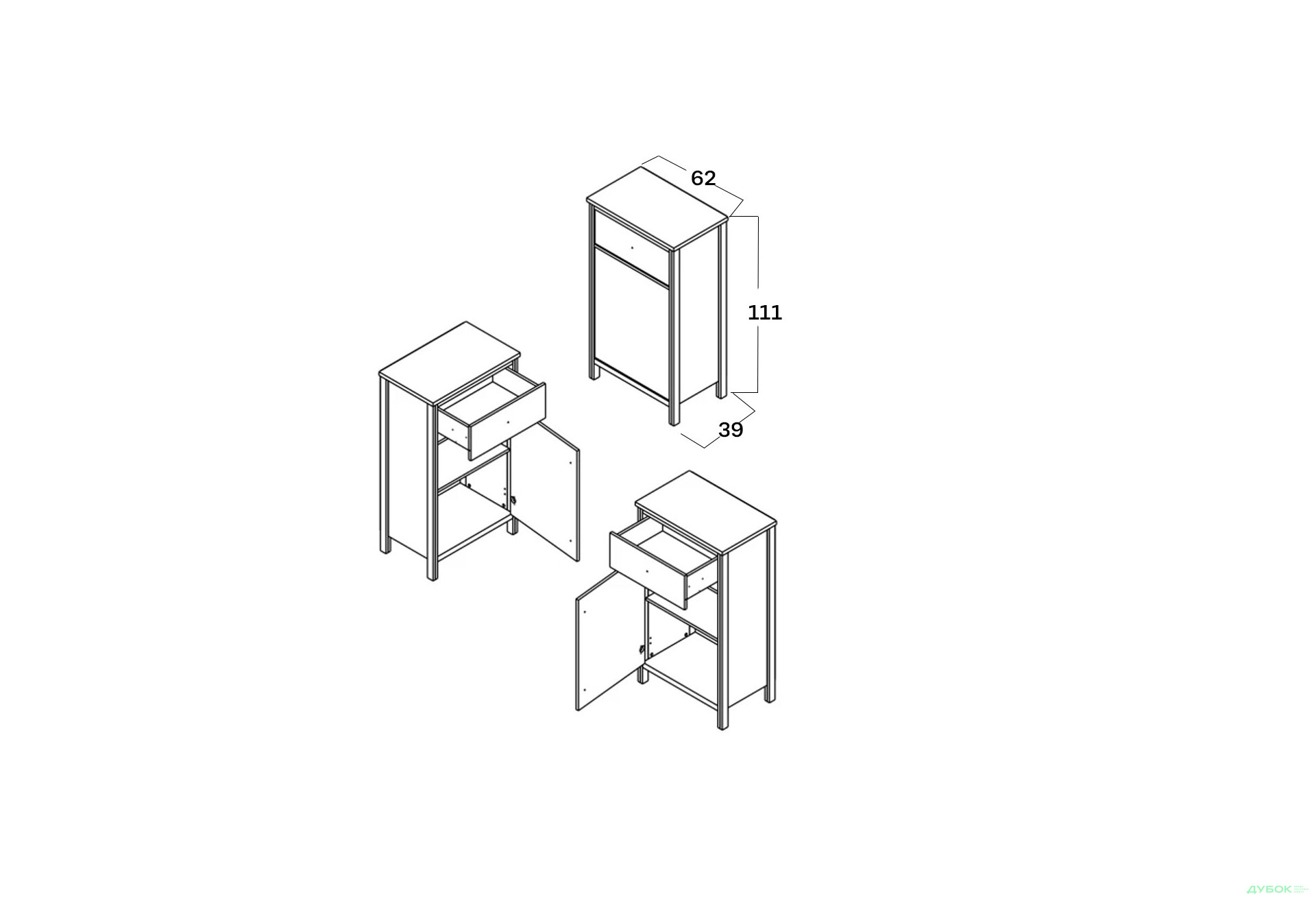Передпокій Гербор Чос 117.5 см, Дуб тахо / чорний - Зображення 8 Зображення 8 - Передпокій Гербор Чос 117.5 см, Дуб тахо / чорний