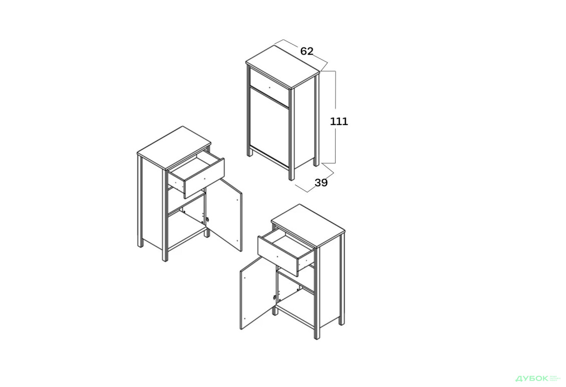 Передпокій Гербор Чос 117.5 см, Дуб тахо / чорний - Зображення 8 Зображення 8 - Передпокій Гербор Чос 117.5 см, Дуб тахо / чорний