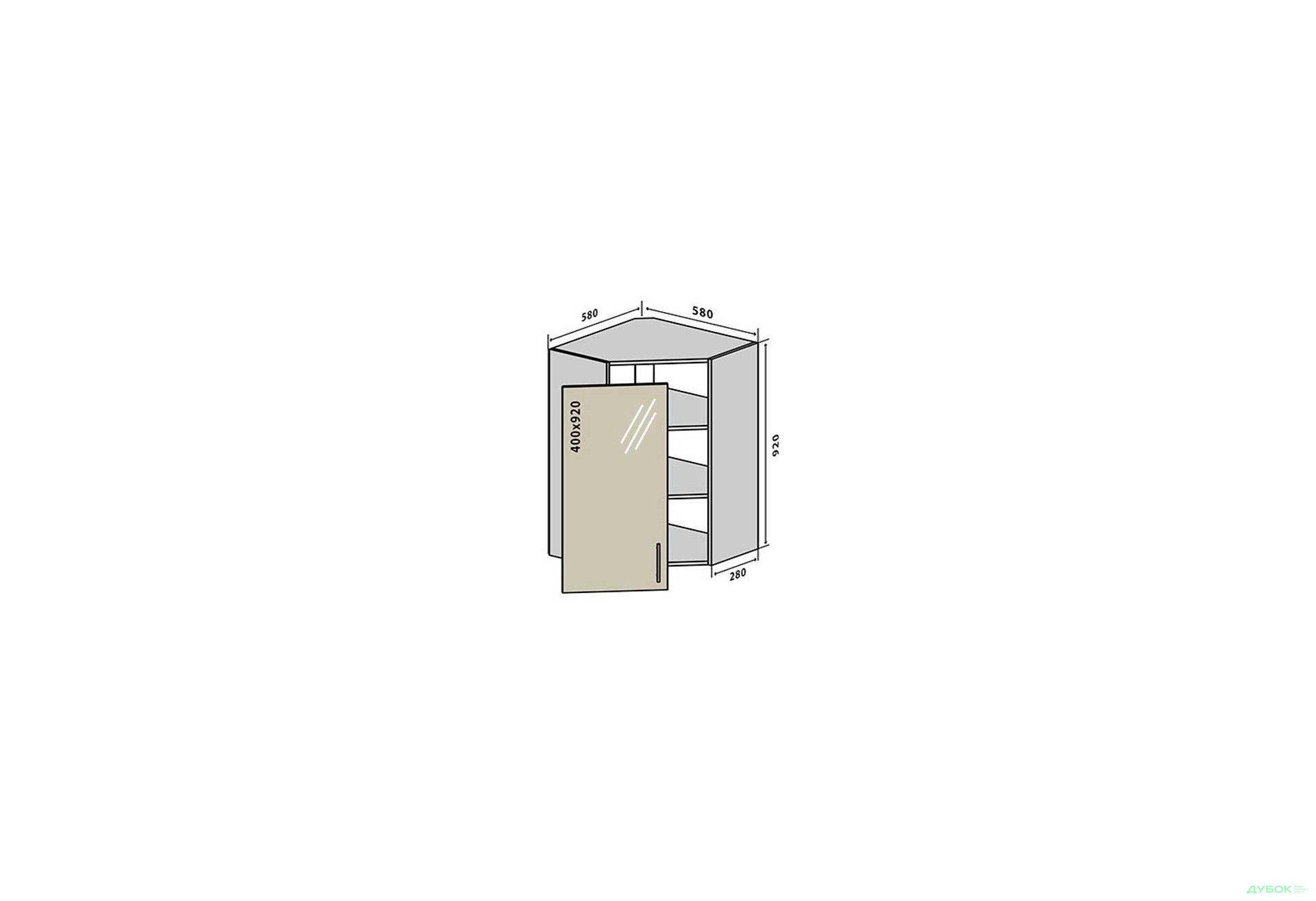 Изображение 1 - В54 Тумба 1Д 58 Витрина Колор-міх / Color-mix Вип-Мастер