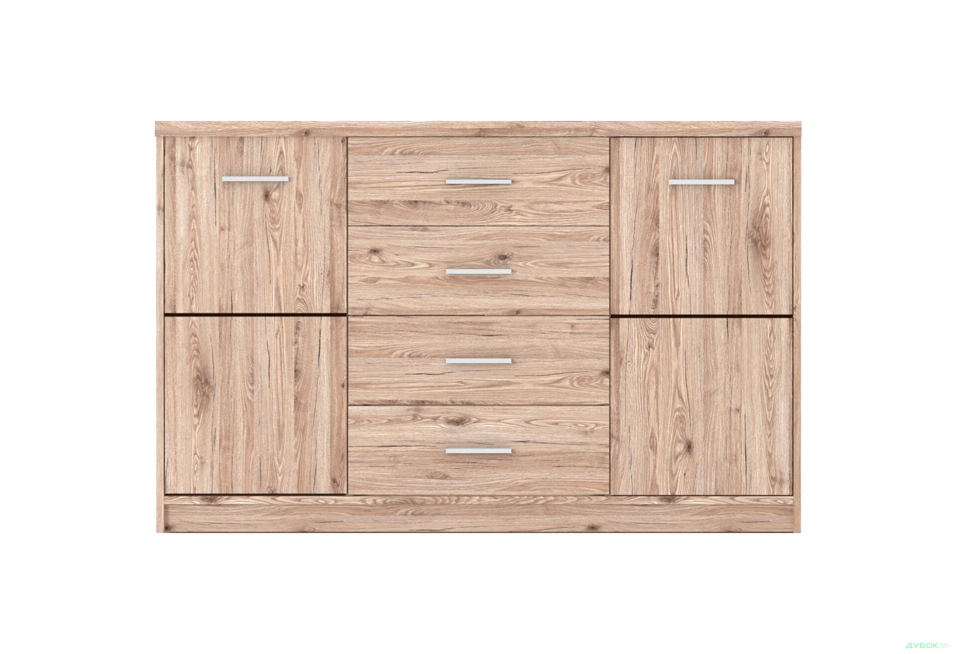 Комод Гербор Шанталь 2-дверний з 4 шухлядами 135 см, дуб сан-ремо світлий - Зображення 1 Зображення 1 - Комод Гербор Шанталь 2-дверний з 4 шухлядами 135 см, дуб сан-ремо світлий