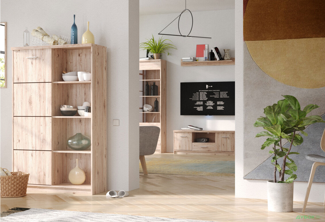 Шафа-пенал Гербор Шанталь з полицями 102 см, дуб сан-ремо світлий - Зображення 2 Зображення 2 - Шафа-пенал Гербор Шанталь з полицями 102 см, дуб сан-ремо світлий