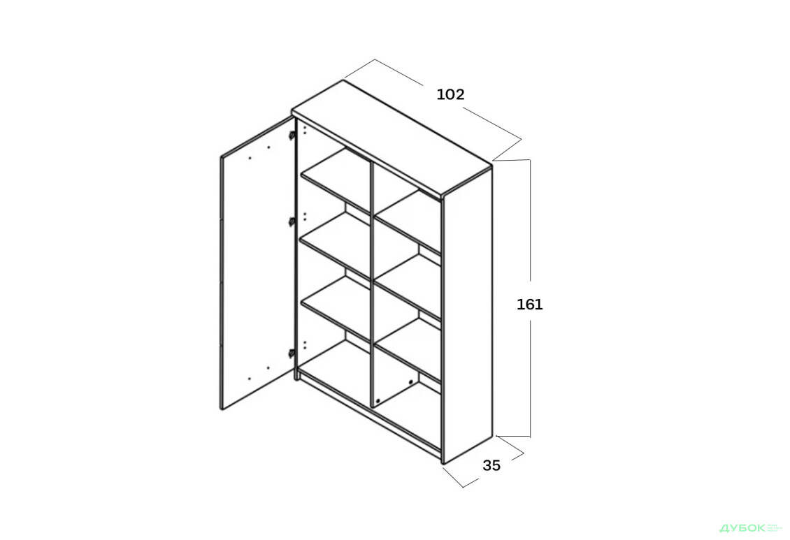 Шафа-пенал Гербор Шанталь з полицями 102 см, дуб сан-ремо світлий - Зображення 4 Зображення 4 - Шафа-пенал Гербор Шанталь з полицями 102 см, дуб сан-ремо світлий