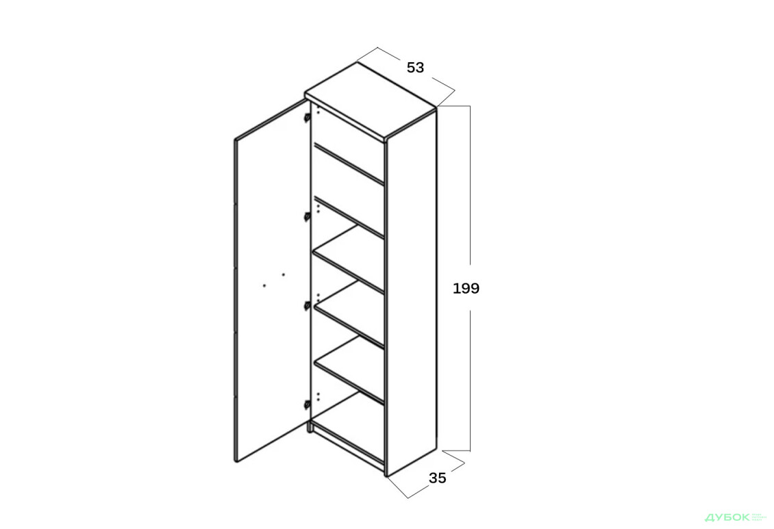 Шафа-пенал Гербор Шанталь закритий 53 см, дуб сан-ремо світлий - Зображення 3 Зображення 3 - Шафа-пенал Гербор Шанталь закритий 53 см, дуб сан-ремо світлий