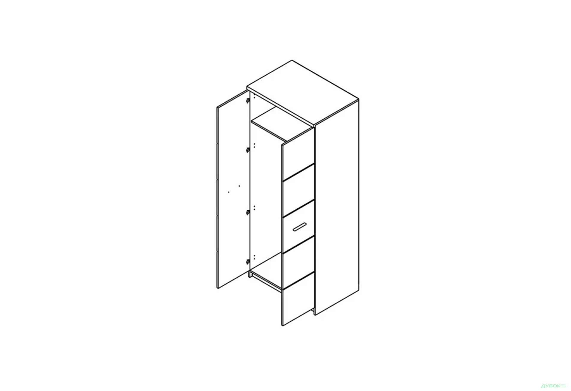 Шафа Гербор Шанталь 2-дверна 80 см, дуб сан-ремо світлий - Зображення 4 Зображення 4 - Шафа Гербор Шанталь 2-дверна 80 см, дуб сан-ремо світлий