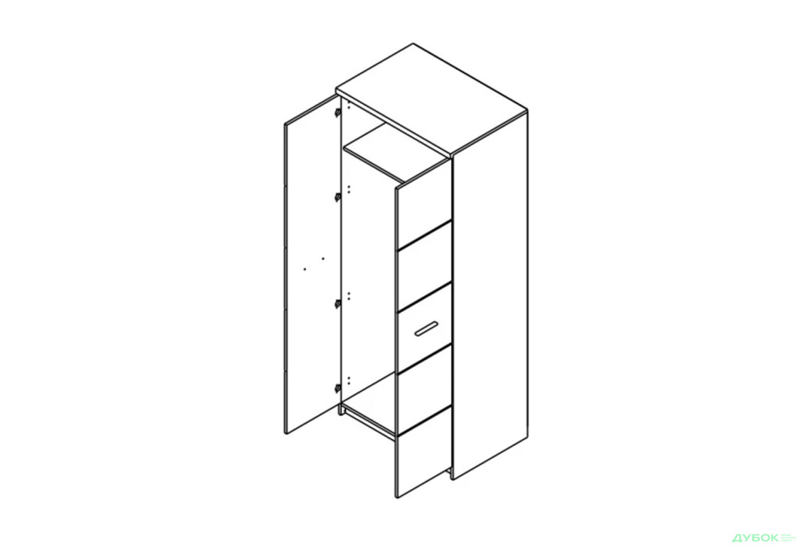 Шафа Гербор Шанталь 2-дверна 80 см, дуб сан-ремо світлий - Зображення 4 Зображення 4 - Шафа Гербор Шанталь 2-дверна 80 см, дуб сан-ремо світлий