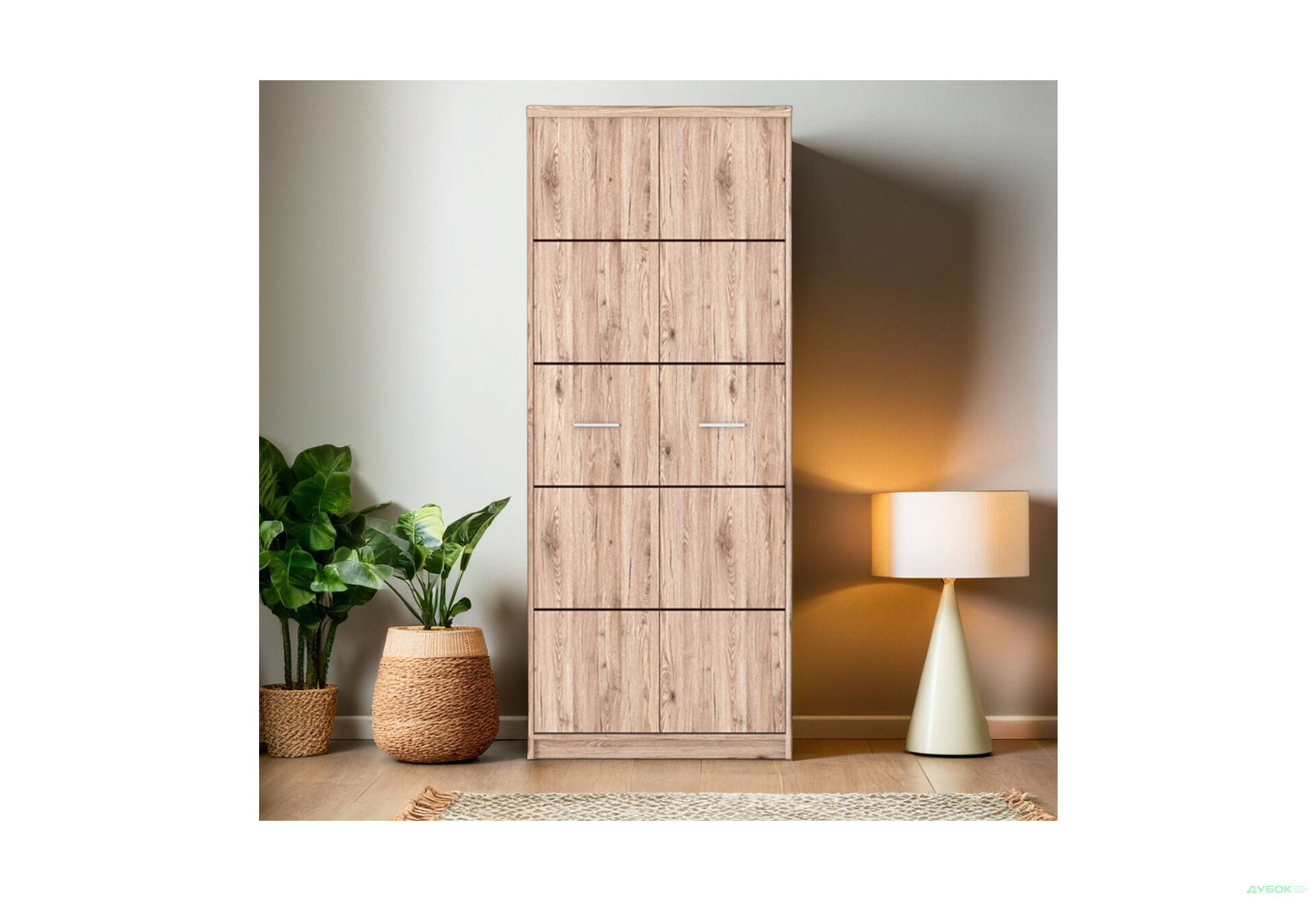 Шафа Гербор Шанталь 2-дверна 80 см, дуб сан-ремо світлий - Зображення 2 Зображення 2 - Шафа Гербор Шанталь 2-дверна 80 см, дуб сан-ремо світлий