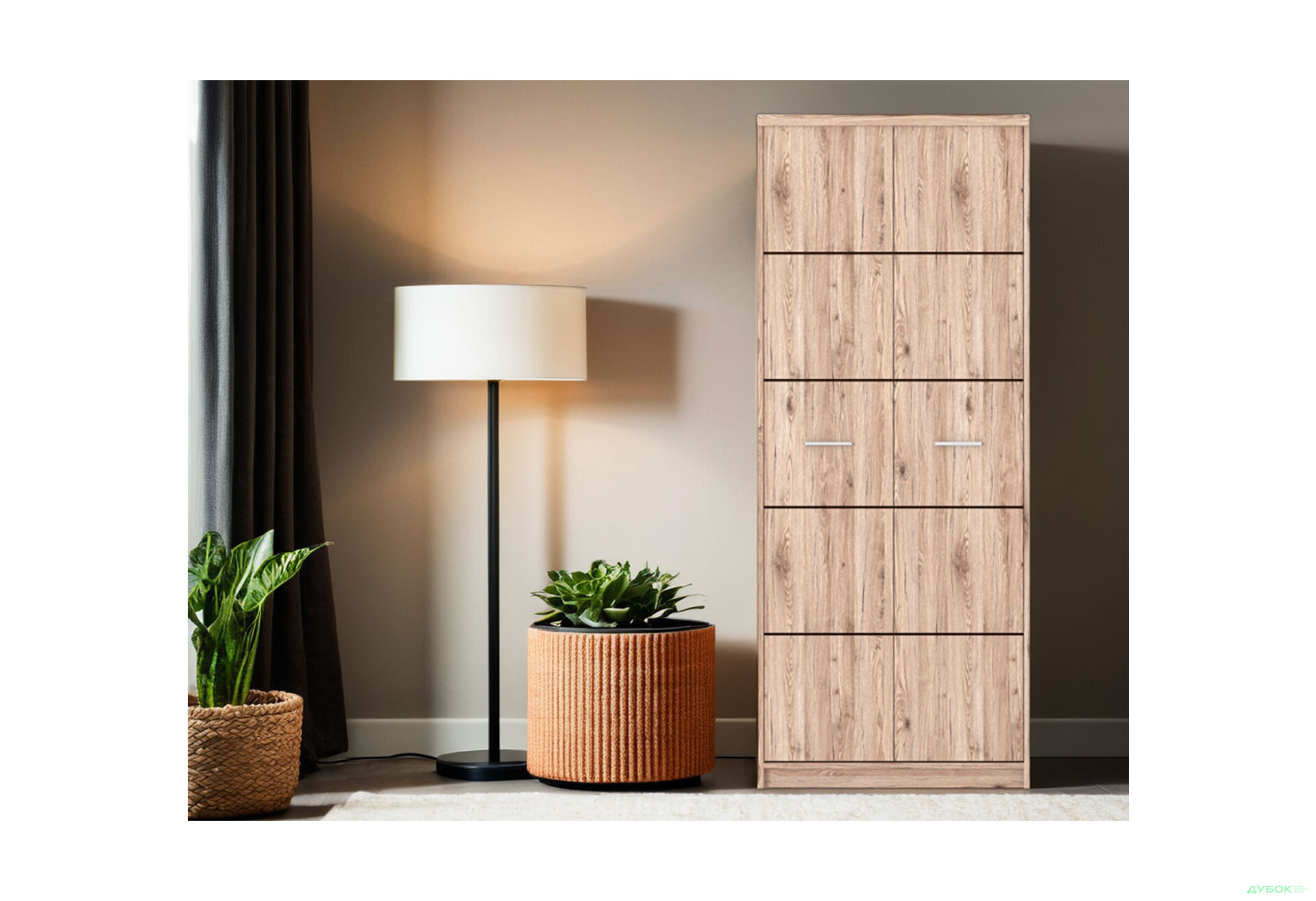 Шафа Гербор Шанталь комбінована 2-дверна 80 см, дуб сан-ремо світлий - Зображення 2 Зображення 2 - Шафа Гербор Шанталь комбінована 2-дверна 80 см, дуб сан-ремо світлий