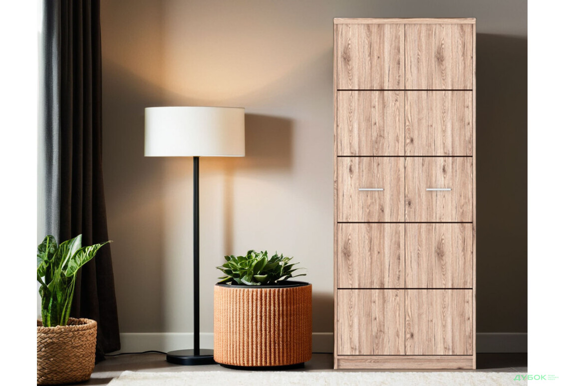 Шафа Гербор Шанталь комбінована 2-дверна 80 см, дуб сан-ремо світлий - Зображення 2 Зображення 2 - Шафа Гербор Шанталь комбінована 2-дверна 80 см, дуб сан-ремо світлий