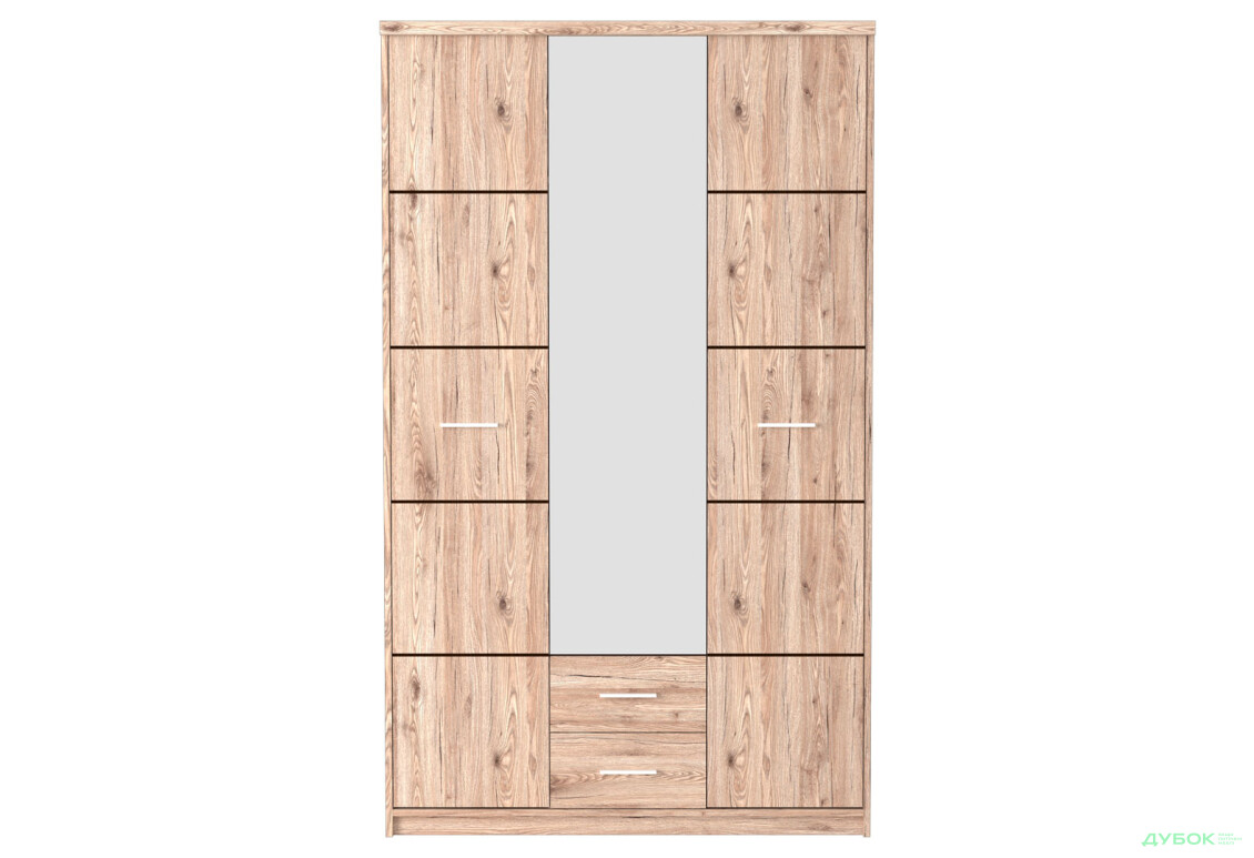 Шкаф Гербор Шанталь 3-дверный с 2 ящиками 119 см, дуб сан-ремо светлый - Изображение 1 Изображение 1 - Шкаф Гербор Шанталь 3-дверный с 2 ящиками 119 см, дуб сан-ремо светлый
