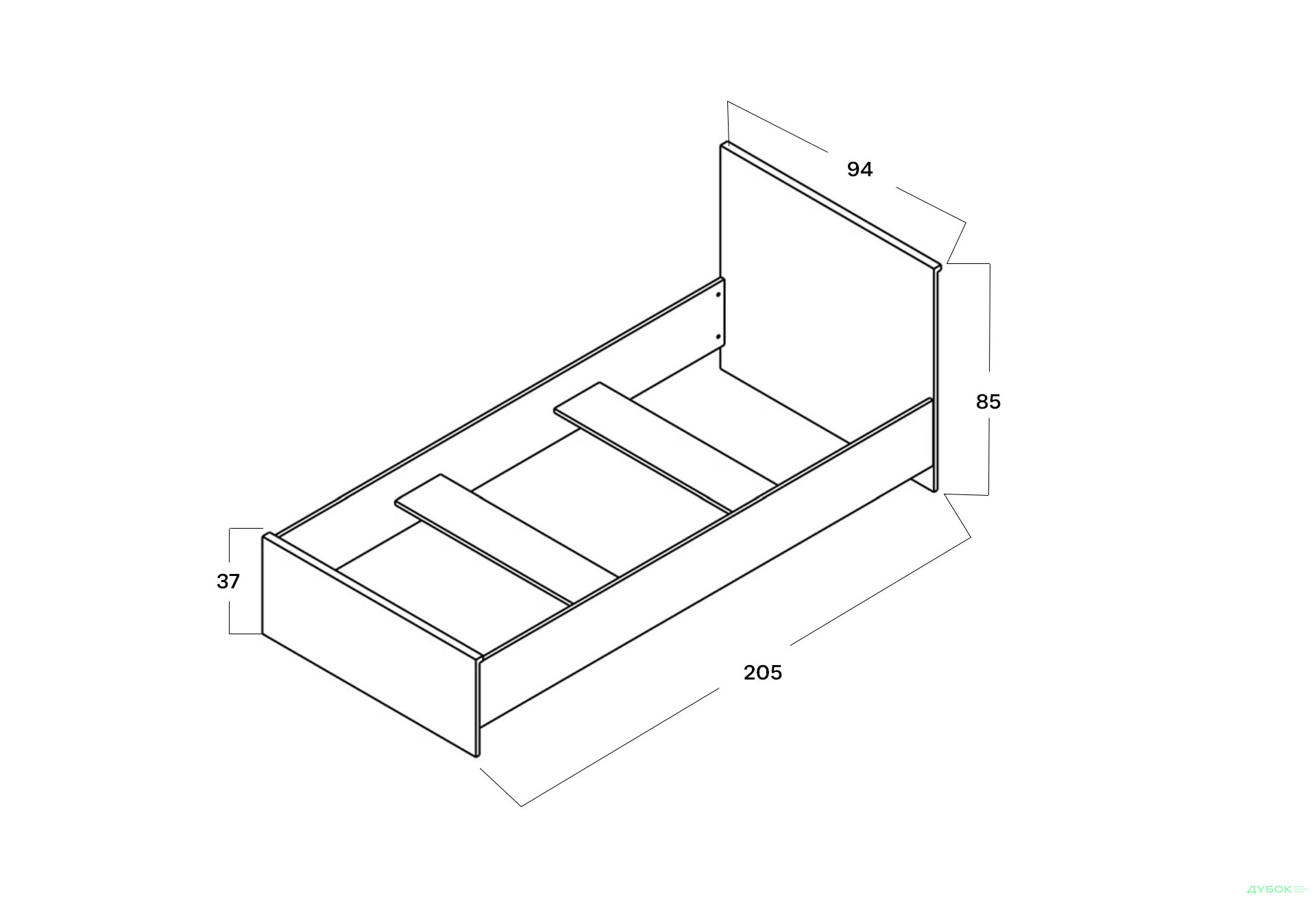 Ліжко Гербор Шанталь (без вкладу) 90х200 см, дуб сан-ремо світлий - Зображення 6 Зображення 6 - Ліжко Гербор Шанталь (без вкладу) 90х200 см, дуб сан-ремо світлий