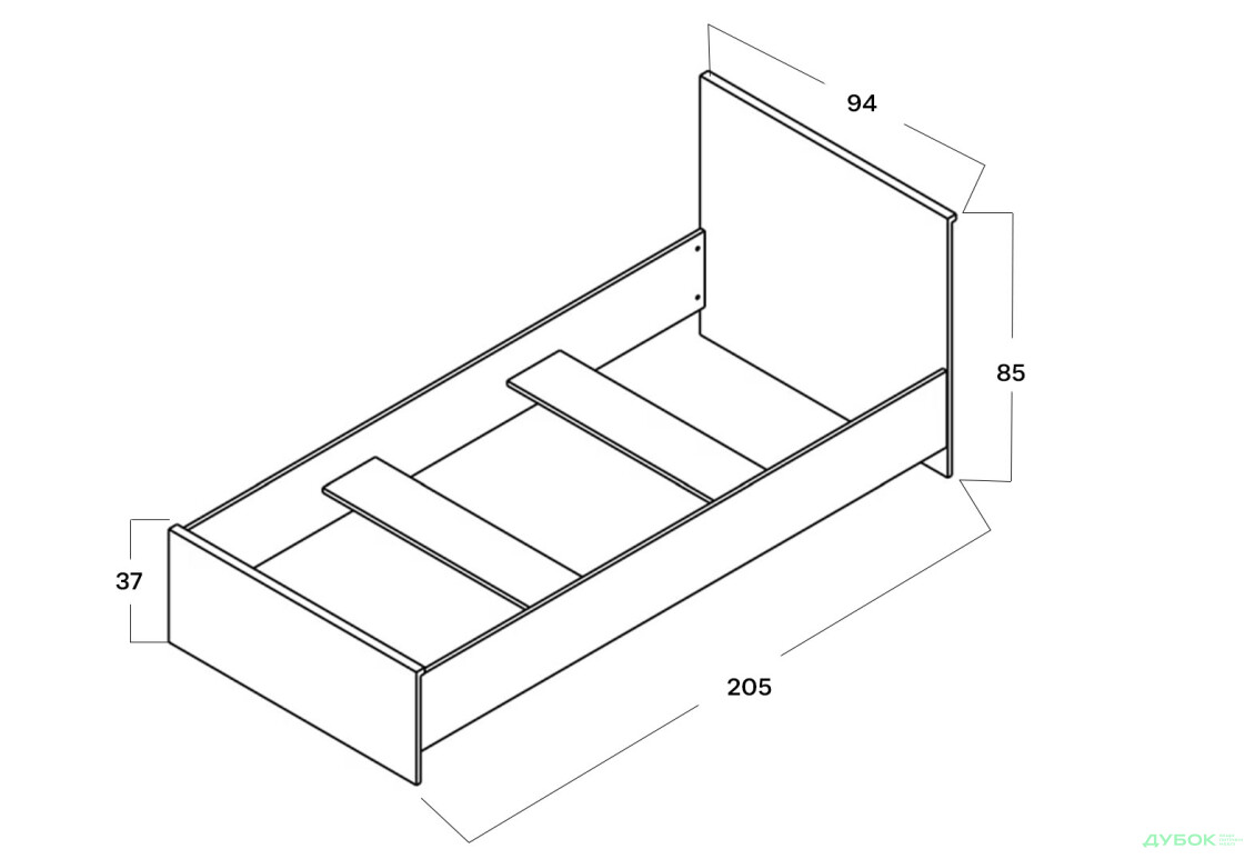 Ліжко Гербор Шанталь (без вкладу) 90х200 см, дуб сан-ремо світлий - Зображення 6 Зображення 6 - Ліжко Гербор Шанталь (без вкладу) 90х200 см, дуб сан-ремо світлий