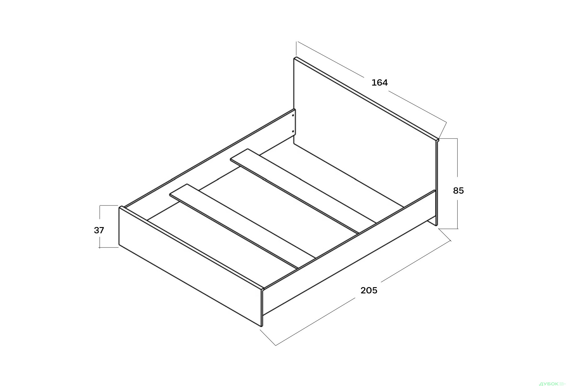 Ліжко Гербор Шанталь (без вкладу) 160х200 см, дуб сан-ремо світлий - Зображення 4 Зображення 4 - Ліжко Гербор Шанталь (без вкладу) 160х200 см, дуб сан-ремо світлий