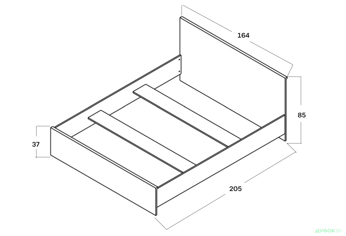 Ліжко Гербор Шанталь (без вкладу) 160х200 см, дуб сан-ремо світлий - Зображення 4 Зображення 4 - Ліжко Гербор Шанталь (без вкладу) 160х200 см, дуб сан-ремо світлий