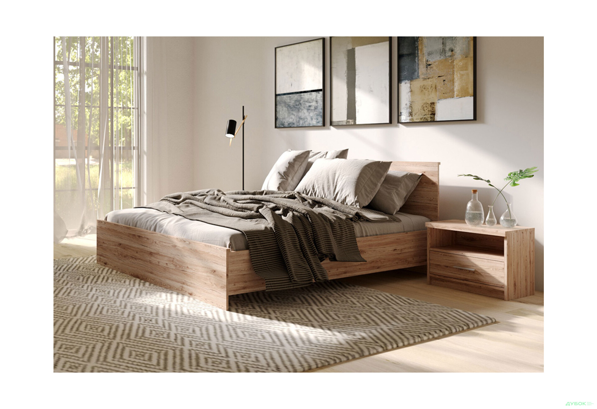 Спальня Гербор Шанталь з шафою 3-дверною та ліжком 160х200 см, дуб сан-ремо світлий - Зображення 2 Зображення 2 - Спальня Гербор Шанталь з шафою 3-дверною та ліжком 160х200 см, дуб сан-ремо світлий