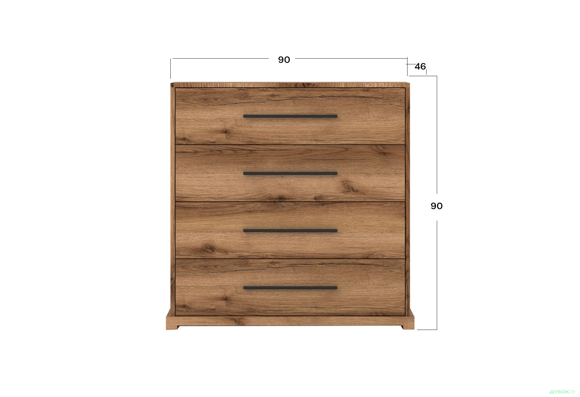 Комод Гербор Стемма с 4 ящиками 90 см, дуб делано темный - Изображение 2 Изображение 2 - Комод Гербор Стемма с 4 ящиками 90 см, дуб делано темный