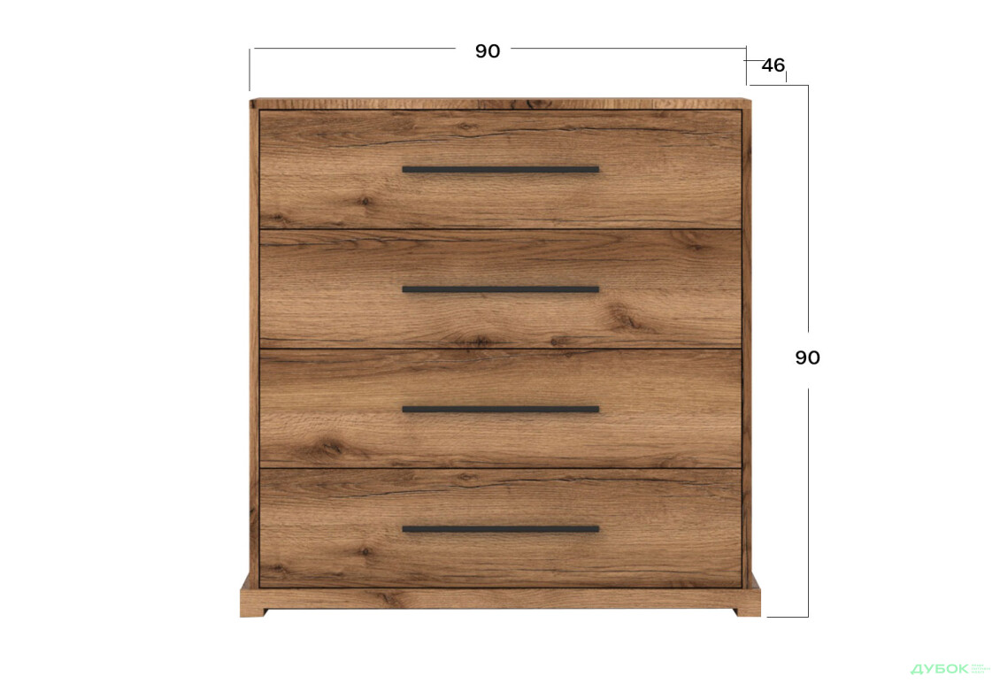 Комод Гербор Стемма с 4 ящиками 90 см, дуб делано темный - Изображение 2 Изображение 2 - Комод Гербор Стемма с 4 ящиками 90 см, дуб делано темный