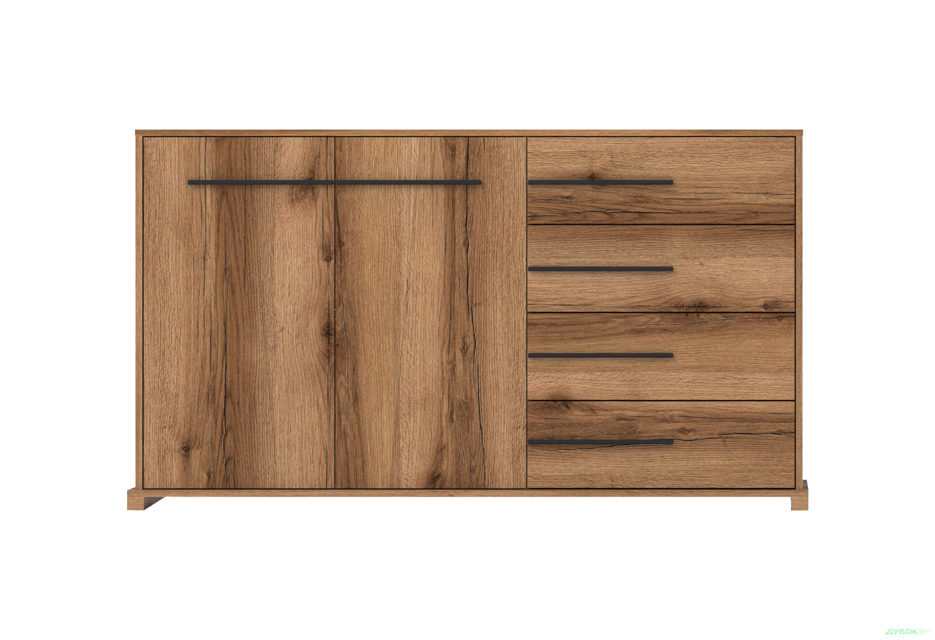 Комод Гербор Стемма 2-дверний з 4 шухлядами 160 см, дуб делано темний - Зображення 1 Зображення 1 - Комод Гербор Стемма 2-дверний з 4 шухлядами 160 см, дуб делано темний