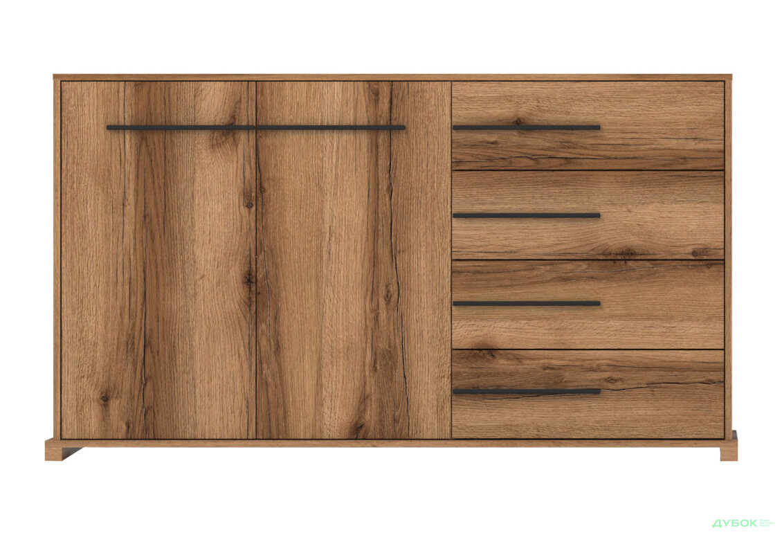 Комод Гербор Стемма 2-дверний з 4 шухлядами 160 см, дуб делано темний - Зображення 1 Зображення 1 - Комод Гербор Стемма 2-дверний з 4 шухлядами 160 см, дуб делано темний