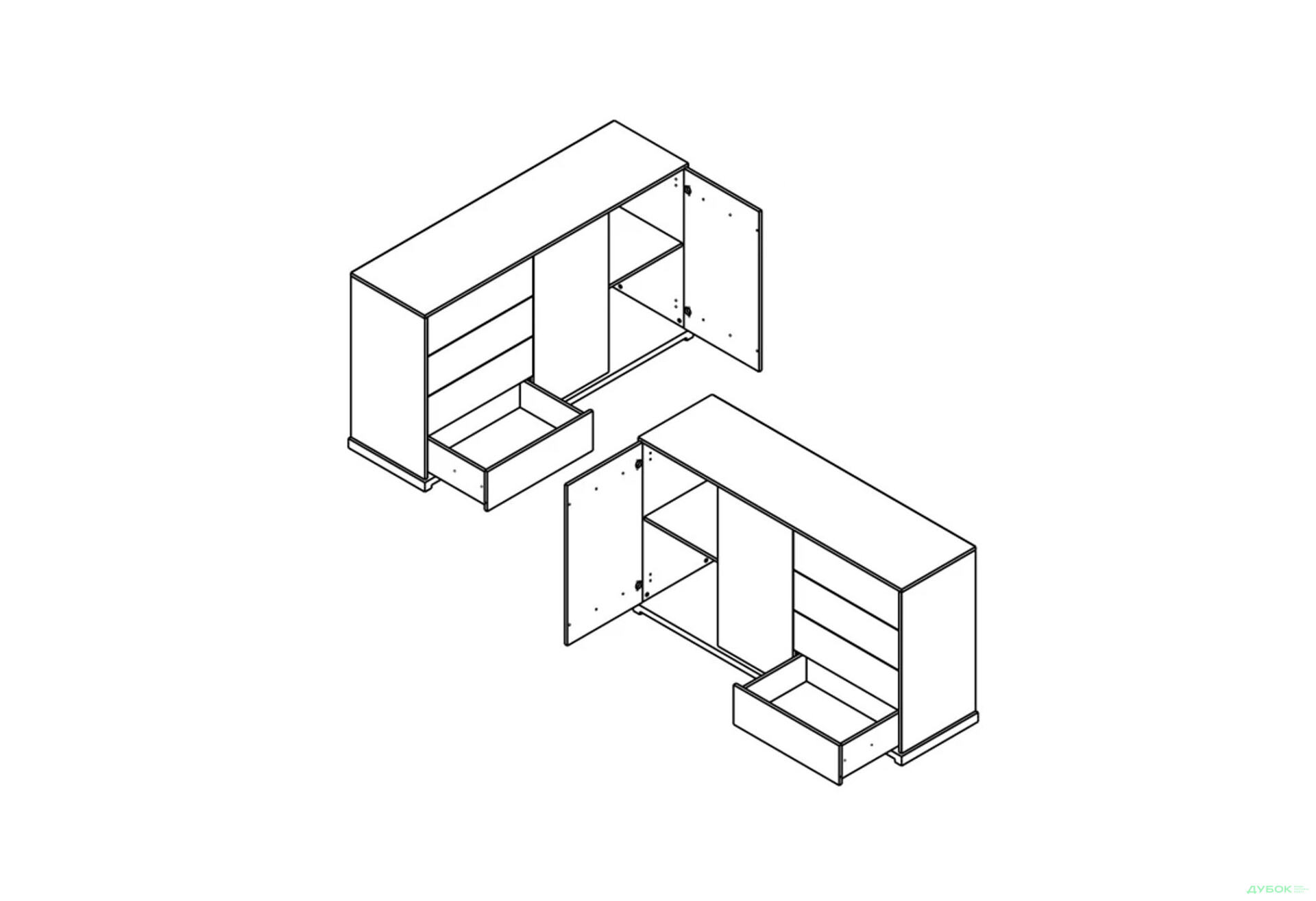 Комод Гербор Стемма 2-дверний з 4 шухлядами 160 см, дуб делано темний - Зображення 4 Зображення 4 - Комод Гербор Стемма 2-дверний з 4 шухлядами 160 см, дуб делано темний